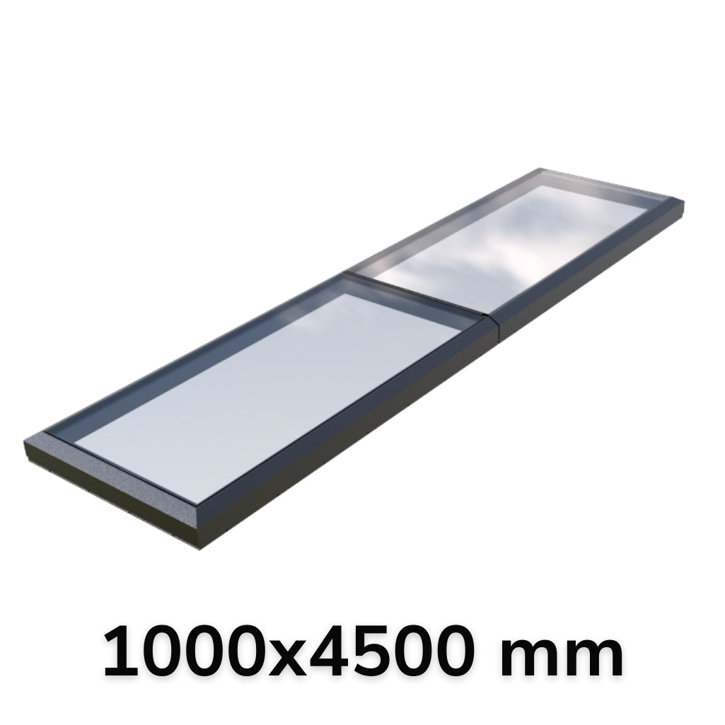 1000 x 4500 mm Fixed Glass Link Modular Skylight (2 Fixed 0 Opening)