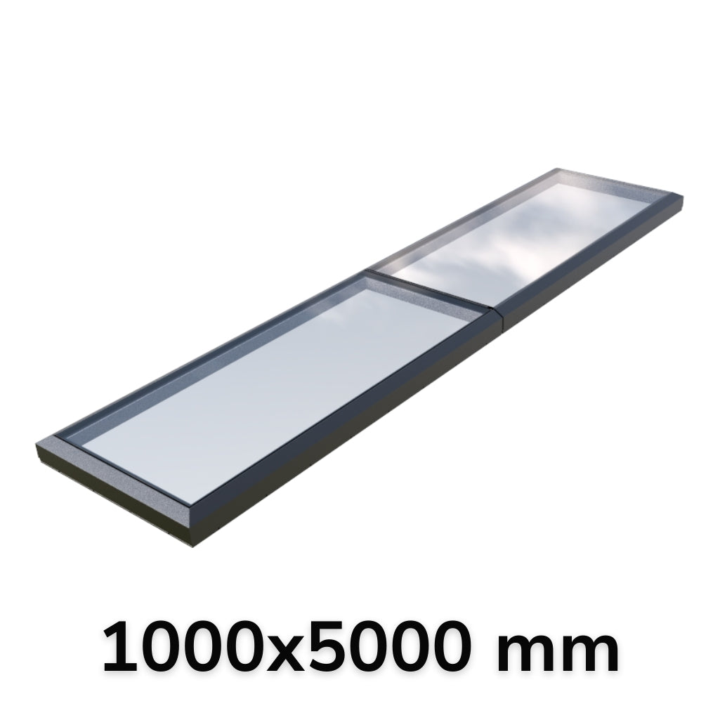 1000 x 5000 mm Fixed Glass Link Modular Skylight (2 Fixed 0 Opening)