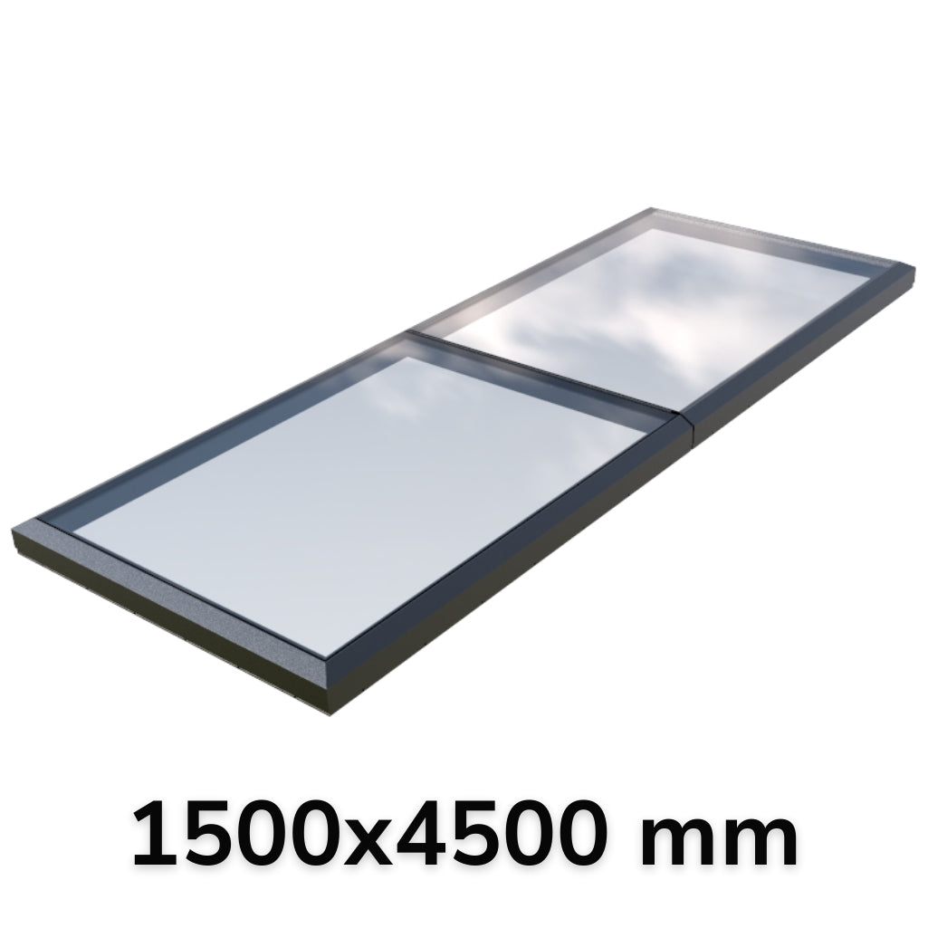 1500 x 4500 mm Fixed Glass Link Modular Skylight (2 Fixed 0 Opening)
