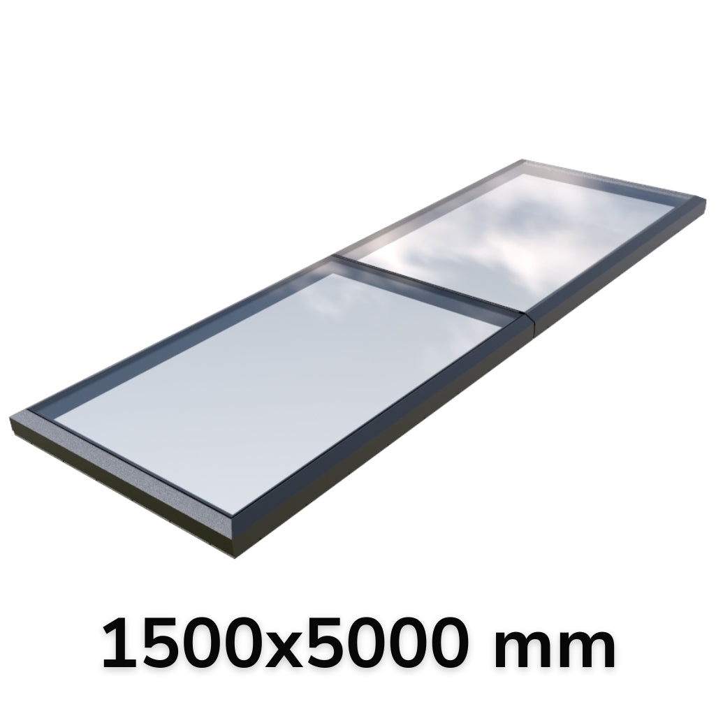 1500 x 5000 mm Fixed Glass Link Modular Skylight (2 Fixed 0 Opening)