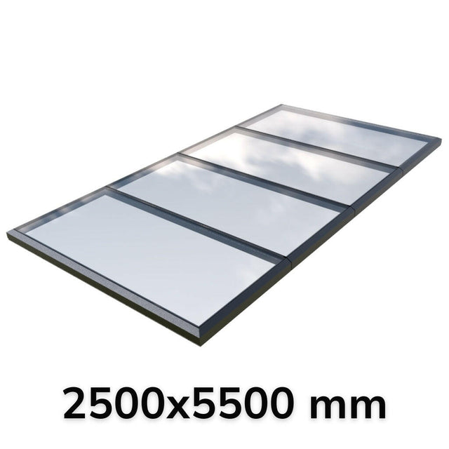 2500 x 5500 mm Fixed Glass Link Modular Skylight (4 Fixed 0 Opening).
