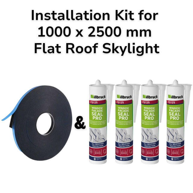 1000 x 2500 mm Flat Roof Skylight Installation Kit.