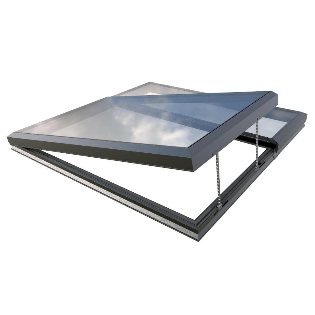 2500 x 2500 mm Electric Opening Glass Link Modular Skylight (1 Fixed 1 Opening).