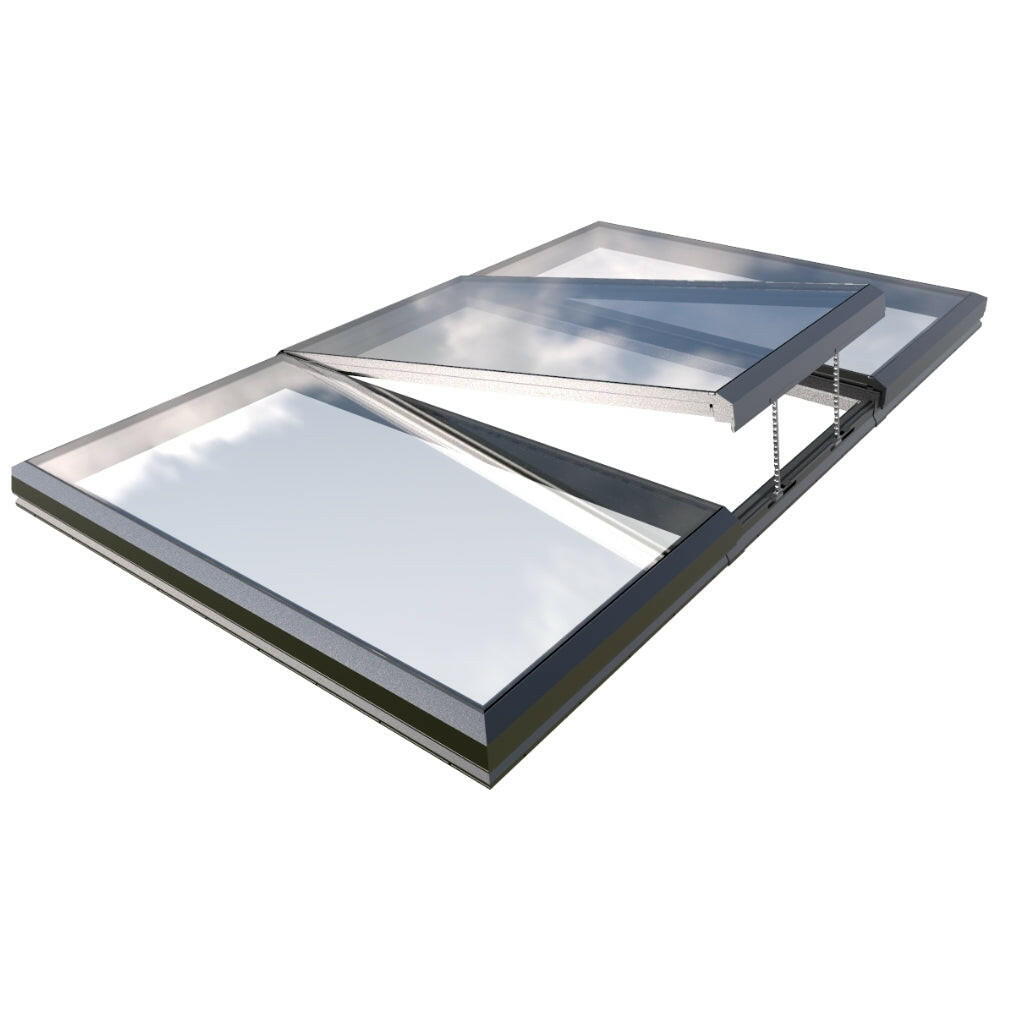 2500 x 4000 mm Electric Opening Glass Link Modular Skylight (2 Fixed 1 Opening).