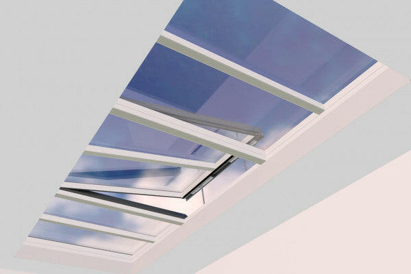 2000 x 5500 mm Electric Opening Glass Link Modular Skylight (2 Fixed 1 Opening).