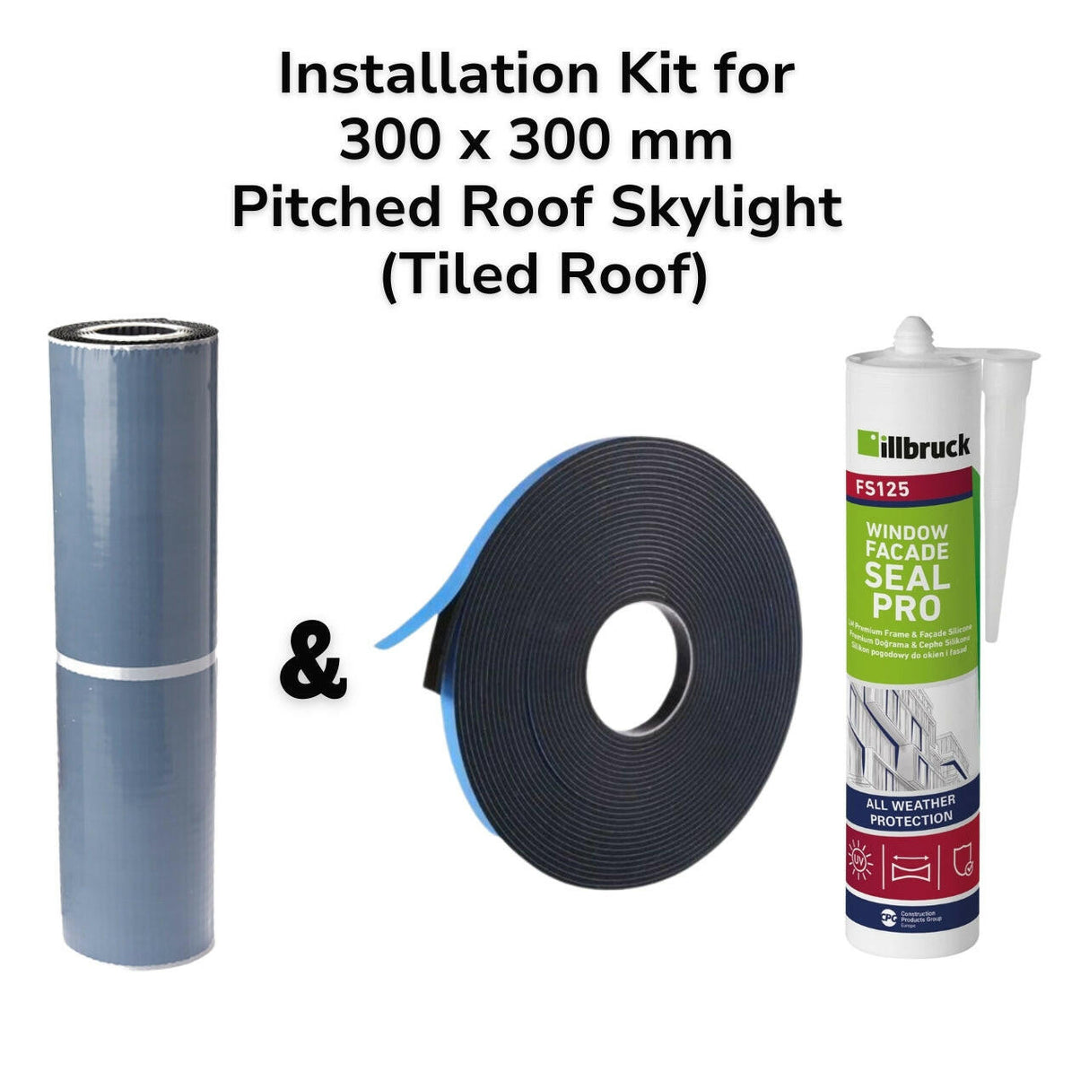 300 x 300 mm Pitched Roof Skylight (Tiled Roof) Installation Kit.