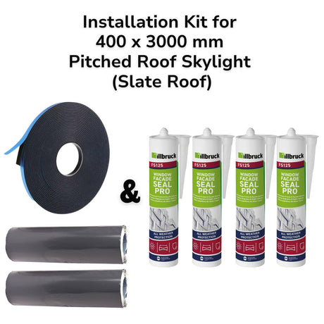 400 x 3000 mm Pitched Roof Skylight (Slate Roof) Installation Kit.