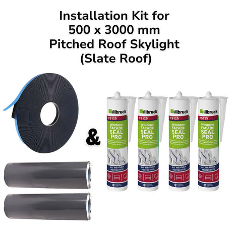 500 x 3000 mm Pitched Roof Skylight (Slate Roof) Installation Kit.