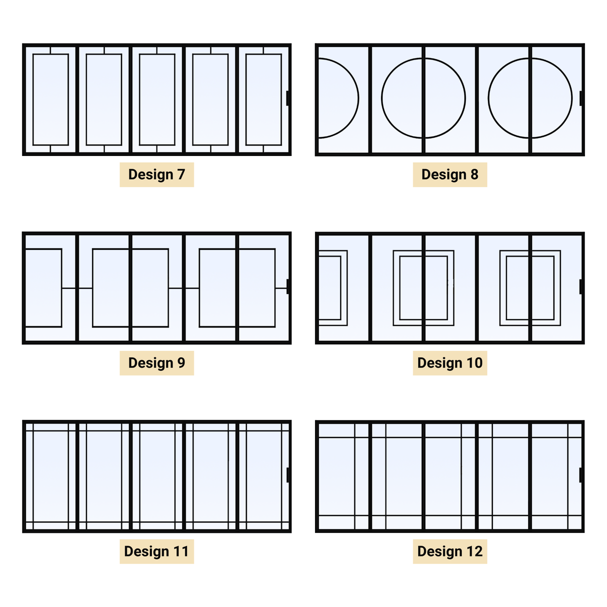 Custom Size 5 Panel Bi-Fold Steel Door