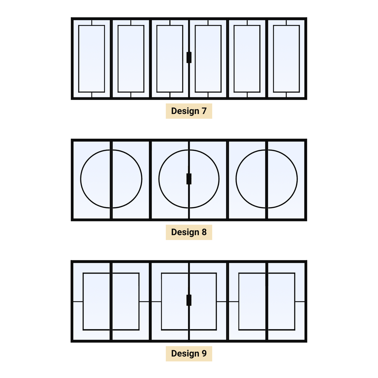 Custom Size 6 Panel Bi-Fold Steel Door