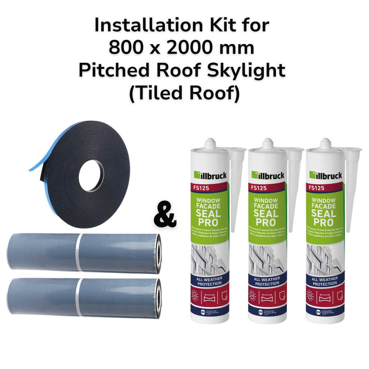 800 x 2000 mm Pitched Roof Skylight (Tiled Roof) Installation Kit.