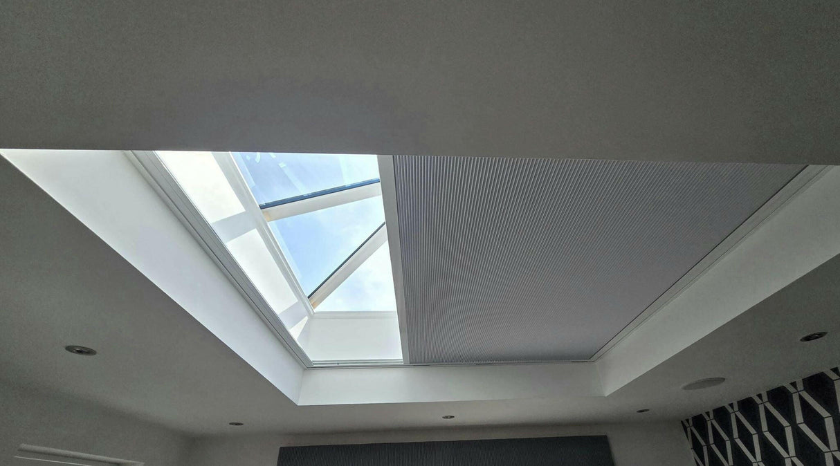 Custom Oversized Dual Motor Electric Blinds for Flat & Pitched Roof Skylights.