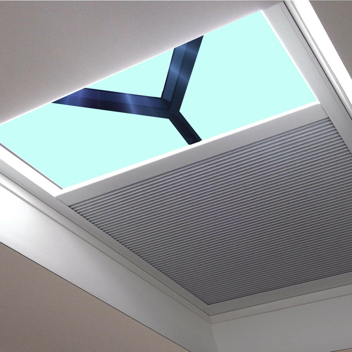 Custom Oversized Dual Motor Electric Blinds for Roof Lanterns.