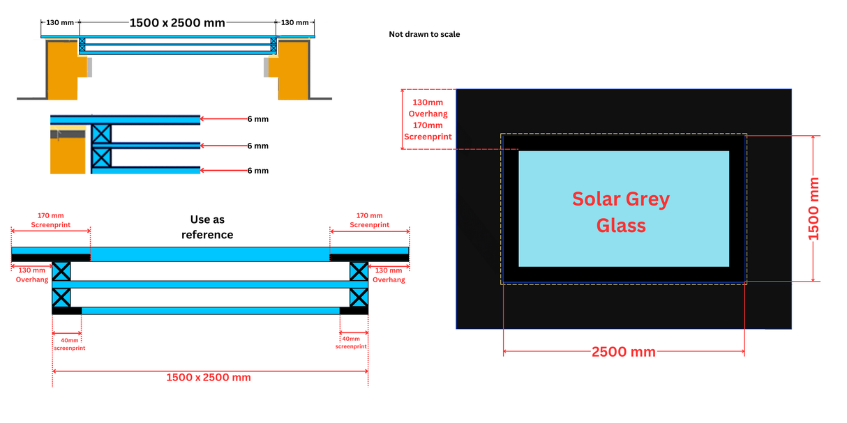 CLEARANCE - 1500 x 2500 mm LD Frameless Triple Glazed Flat Roof Skylight - SOLAR GREY Custom (1 Unit)