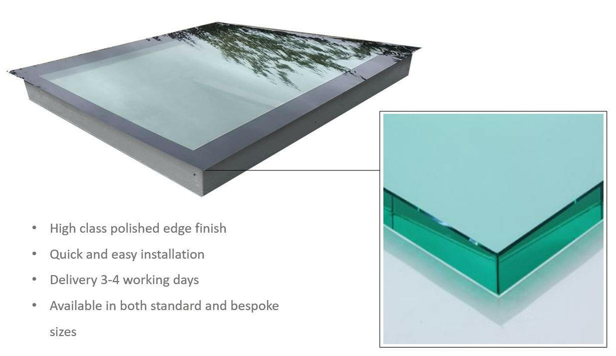 1200 x 1800 mm LD Frameless Triple Glazed Flat Roof Skylight.
