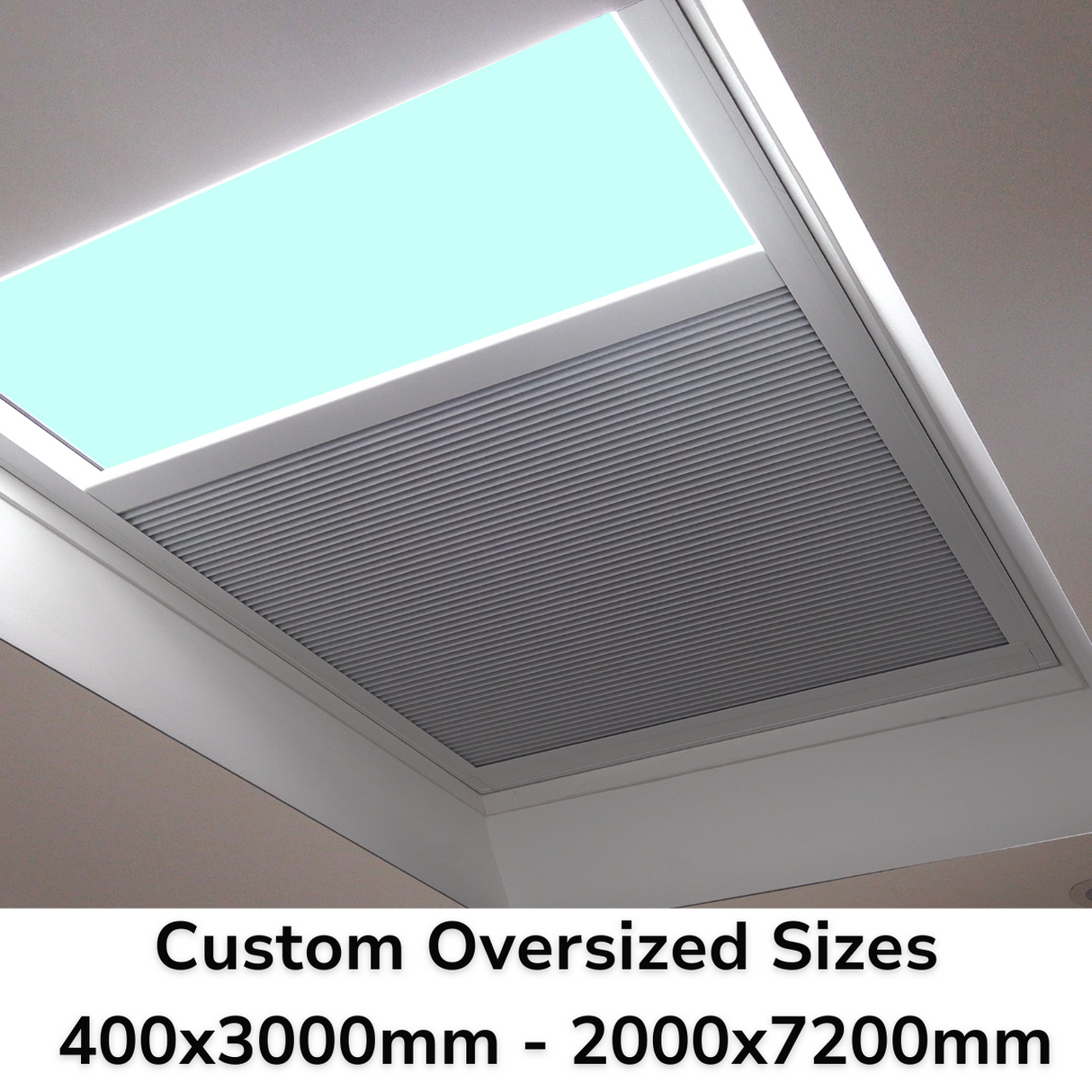 Custom Oversized Dual Motor Electric Blinds for Flat & Pitched Roof Skylights.