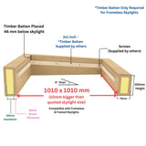 1000 x 1000 mm Insulated Upstand for Flat Roof Skylight.