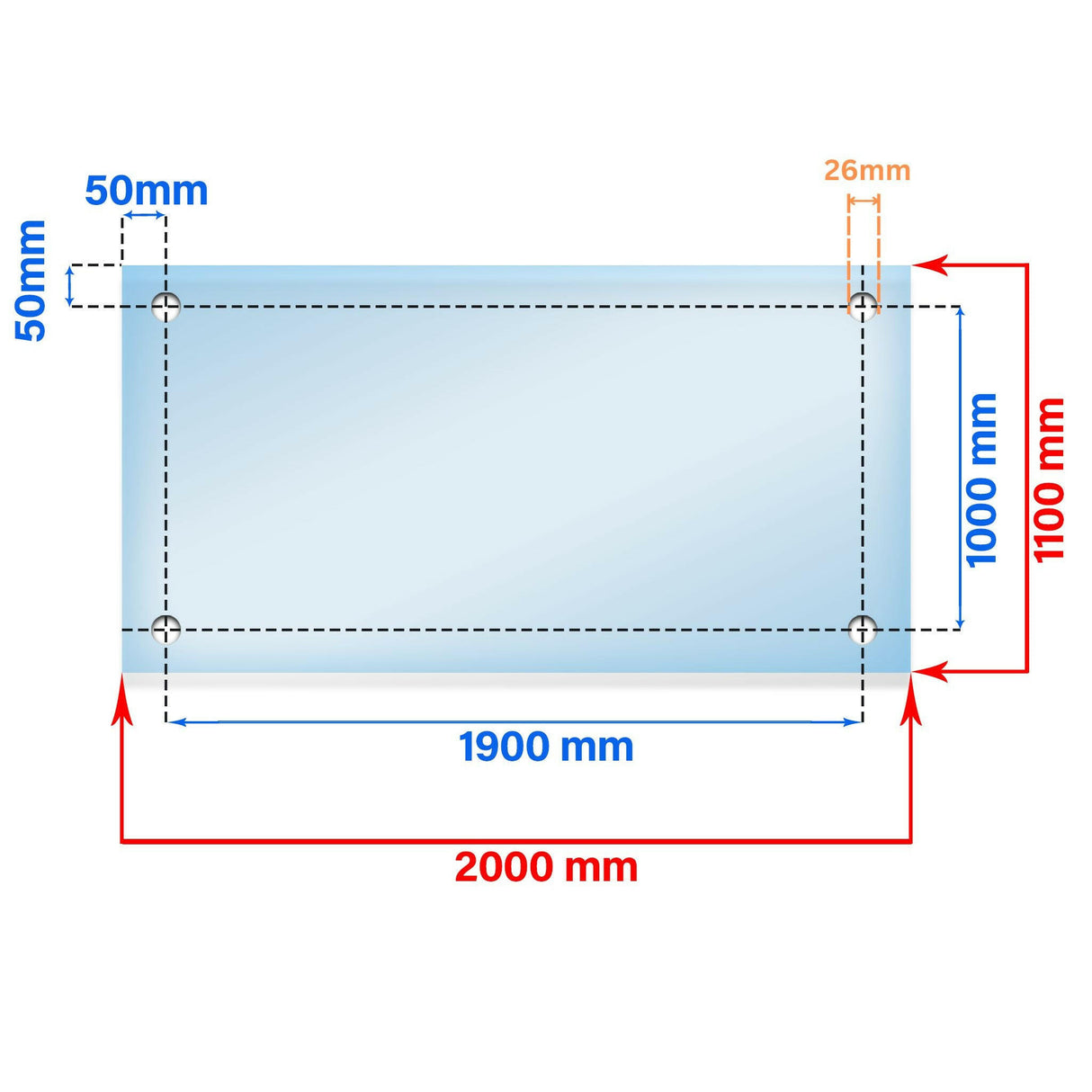 2000 x 1100 mm LD Toughened Laminated Glass Juliet Balcony.