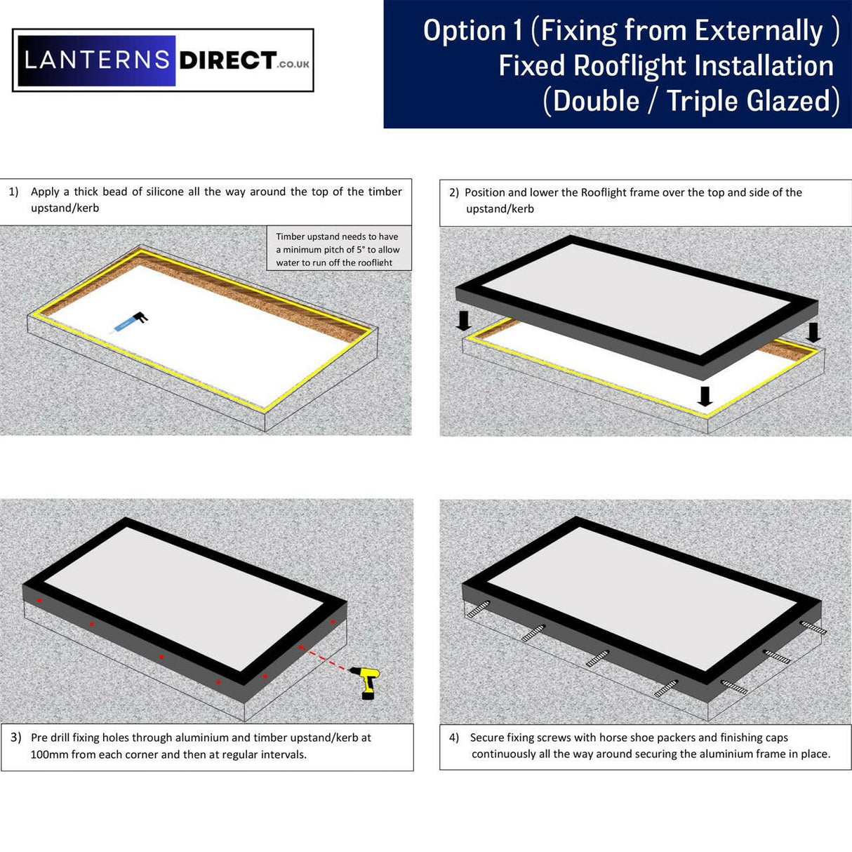 1200 x 1800 mm LD Framed Flat Roof Skylight.