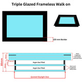 1200 x 1800 mm Frameless Walk-on Skylight.