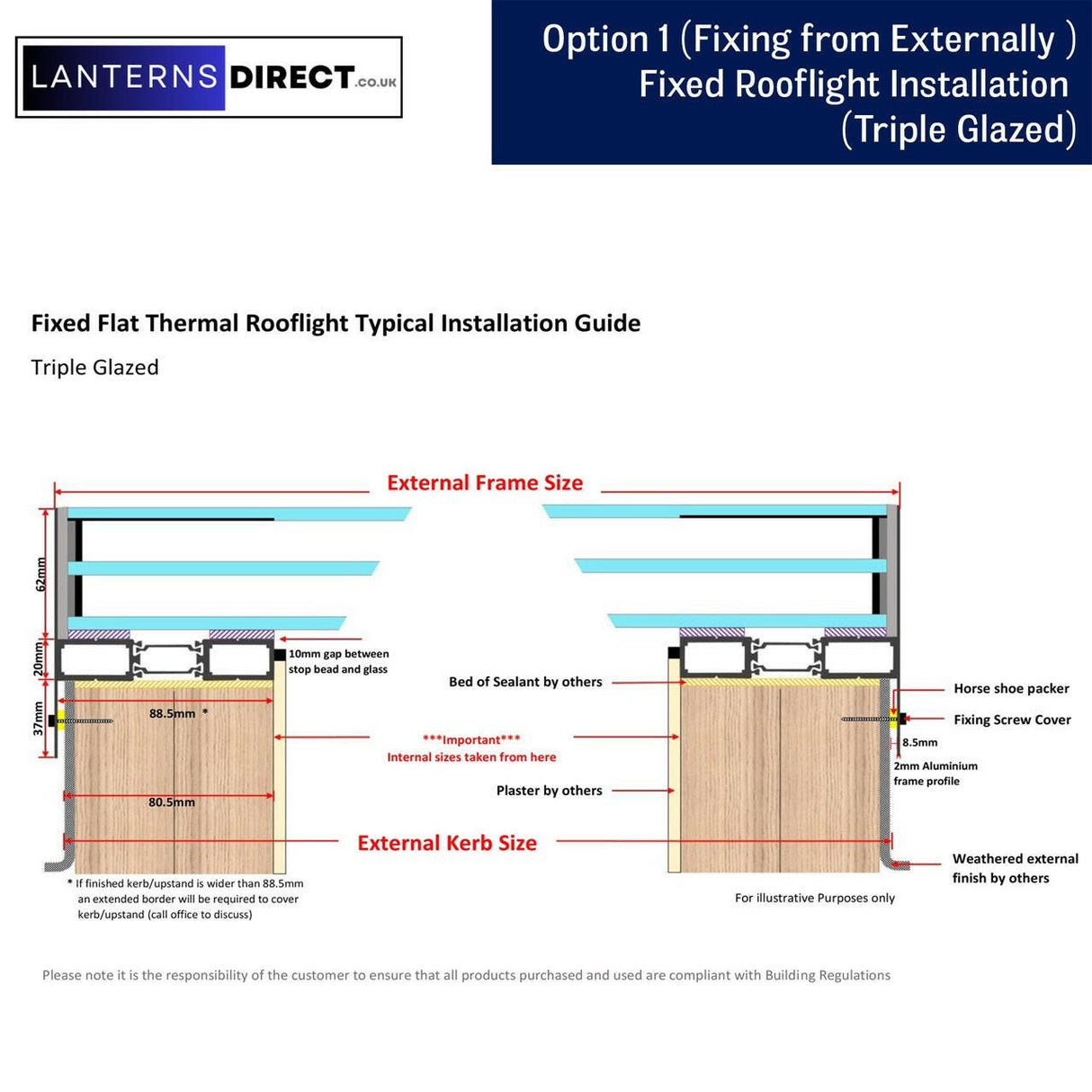 1000 x 1000 mm LD Framed Pitched Roof Skylight.