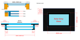 CLEARANCE - 1500 x 2500 mm LD Frameless Triple Glazed Flat Roof Skylight - SOLAR GREY Custom (1 Unit)