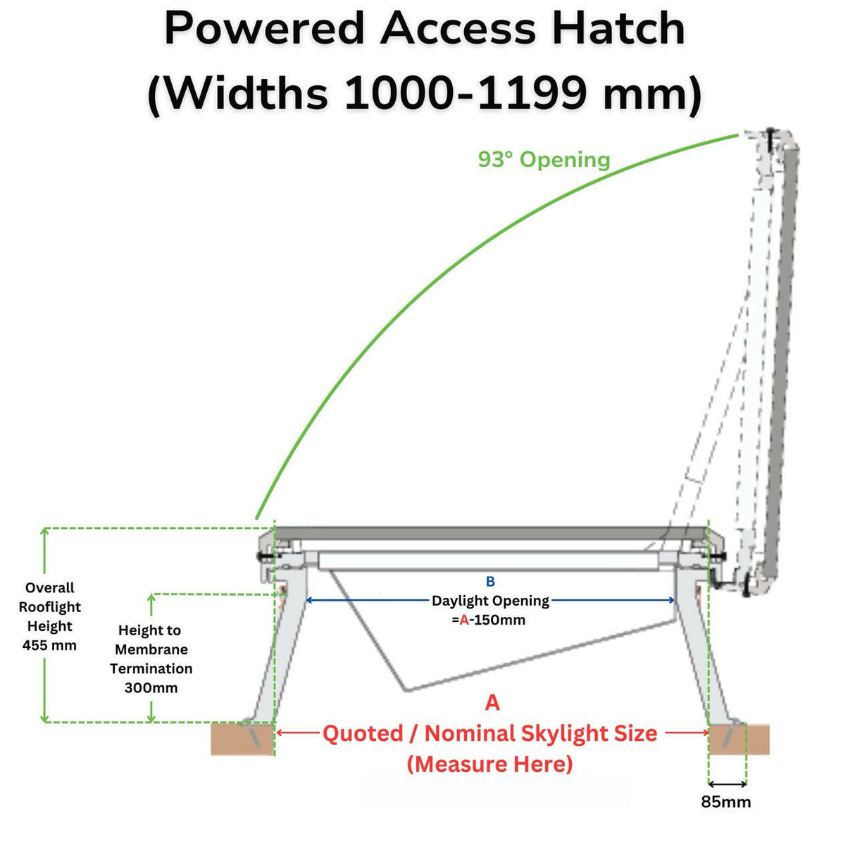 1050 x 1950 mm Brett Martin Flat Glass Access Hatch.