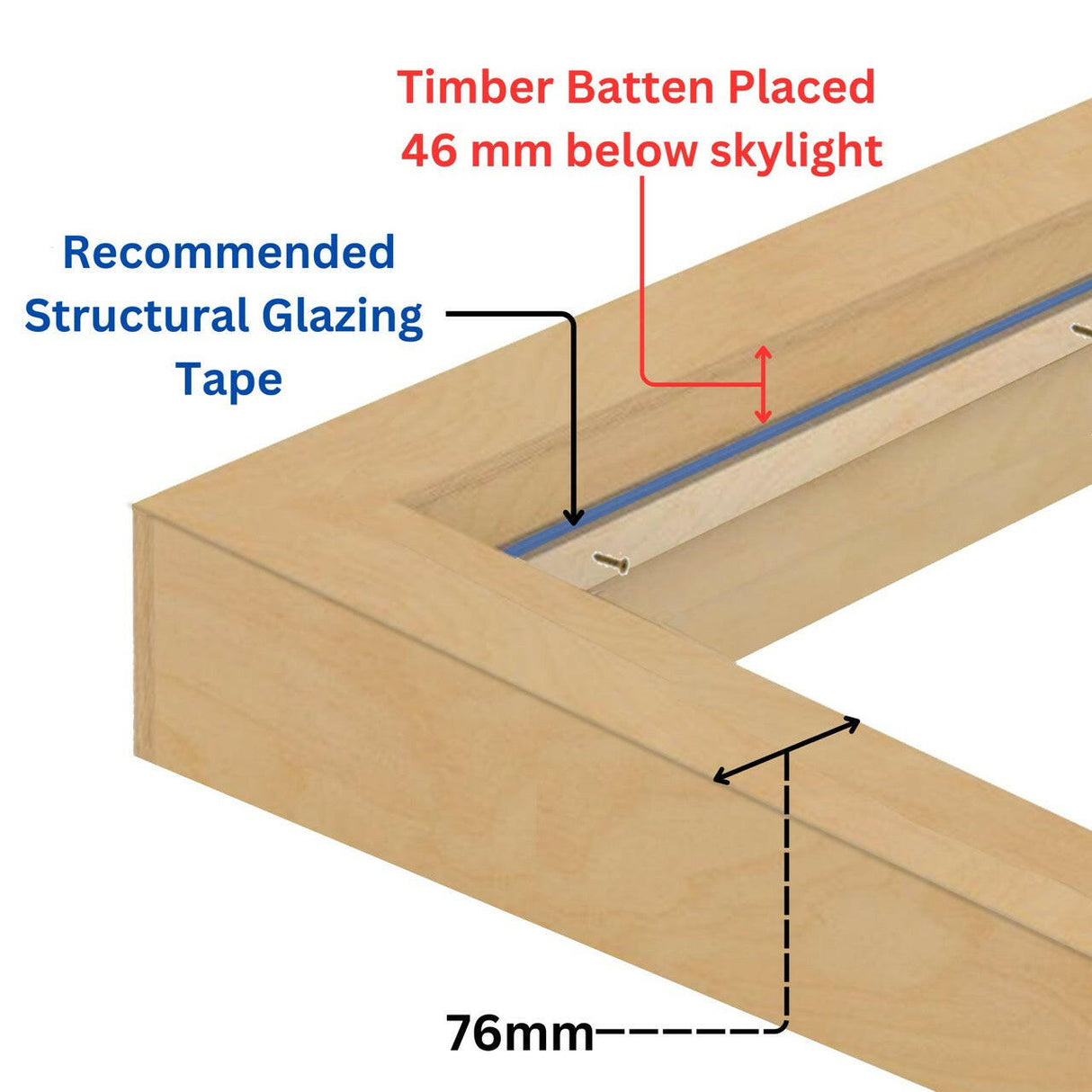 1000 x 1500 mm Insulated Upstand for Flat Roof Skylight.