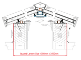 1000 x 3500 mm Stratus Aluminium Roof Lantern Style 7 (Traditional).