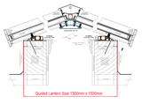 1500 x 1500 mm Stratus Aluminium Roof Lantern Style 8 (Pyramid).